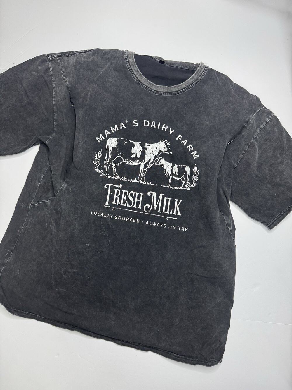 Mamas Dairy Farm Nursing T Shirt Womens Black Fresh Milk Breastfeeding Zip Tee